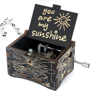 Caja de Música de Madera Personalizada al por Mayor, Caja de Música Grabada con Manivela, Te Amo, para Regalos de Boda, Navidad y Cumpleaños - Product Image 4