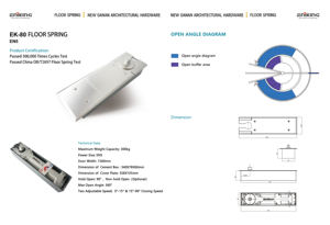 Eniking EK-80 Certifié <span class=keywords><strong>EN5</strong></span>, ressort de sol robuste 180 °   Ferme-porte hydraulique à angle d'ouverture pour porte en verre commerciale - Product Image 5