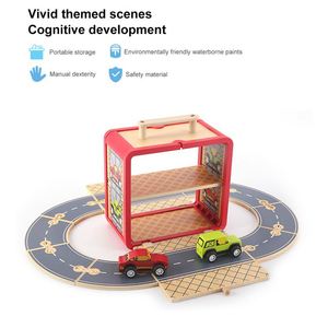UDEAS Cadeau pour enfants : <span class=keywords><strong>Garage</strong></span> de stationnement en <span class=keywords><strong>bois</strong></span> avec piste de stationnement pour voitures - Product Image 2