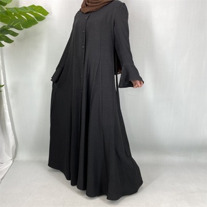 Nouvelle Robe Musulmane Printemps-Été 2026 pour Femme - Ceinture Intégrée, Jupe Longue Fluide, Robe Abaya Boutonnée sur le Devant (6910) - Product Image 3