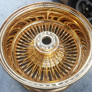 Nouvelles jantes de luxe 13x7 à rayons profonds pour voiture, 4 pièces, en acier chromé doré, 5x114.3, à rayons Zenith, ajustement universel - Product Image 1