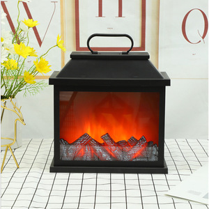 Lámpara de Chimenea Eléctrica con Llama y Asa, 298x130x300mm, Luz Blanca Cálida para Sala de Estar, Dormitorio o Villa - Product Image 1