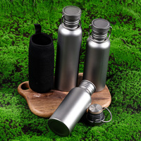 Bouteille d'eau en titane à paroi unique, portable et étanche pour le camping en plein air, bouteille de sport pour la salle de sport