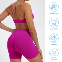 Shorts de sport et yoga sans couture pour femme 2026, en nylon uni, respirants, taille haute en V, effet froncé aux fesses, anti-squat, pour l'entraînement et le fitness