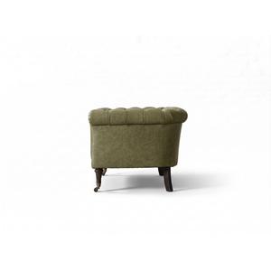 Tabouret ottoman traditionnel antique rembourré en cuir PU touffeté avec pieds en bois pour salon, hôtel/villa - Product Image 4