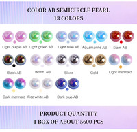 5600pcs perle en plastique à dos plat pour la décoration artisanale bricolage, perles de perles ABS 7 grilles boîte 2-10mm dos plat demi rond demi perles Kit