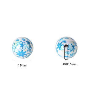 Perles en acrylique UV de 16 mm, colorées et imprimées de motifs floraux - Accessoire pour stylo à perler DIY, support de bijoux, chaîne de téléphone portable - Product Image 2