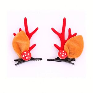 Ensemble de pinces et épingles à cheveux en tissu fourrure de vison avec poudre dorée et bois de cerf, petit cadeau de Noël pour enfants, accessoire de coiffure - Product Image 5
