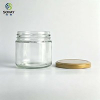 Lot de bocaux en verre pour aliments, 250 ml, à corps large et court, haute transparence, pour coffrets cadeaux et emballages de détail