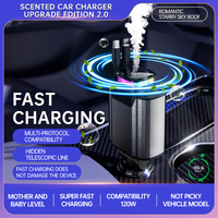 Nouveau chargeur de voiture multifonction 6 en 1, aromathérapie, chargeur de téléphone, 120W, charge ultra rapide, lumière ambiante ciel étoilé, chargeur de voiture