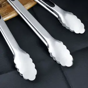 Stainless Steel Set Of 3 Heavy Duty Locking Metal Food Tongs For Cooking BBQ In Size 9/12/14 Inch