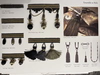 Ensemble de garnitures pour rideaux motif pivoine : cordon tressé, pendentif, franges à boules, franges à pompons pour la décoration textile de la maison et les vêtements
