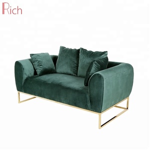 Green Velvet Stainless Steel Leg Single Sofa American Style <span class=keywords><strong>Classic</strong></span> Fabric Sofa Furniture for Living Room - Product Image 4