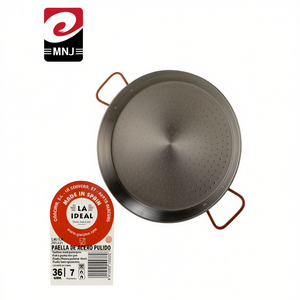 Poêle à paella argentée de 36 cm, poêle traditionnelle valencienne pour cuisiner une paella espagnole authentique - Product Image 2