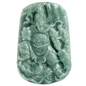 Pendentif en jadéite naturelle vert pois du Seigneur Guan, design original UNISEXE, style chinois, cadeau avec certificat d'évaluation GY50 - Product Image 5
