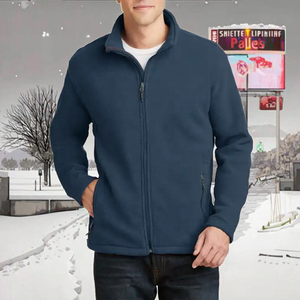 Veste polaire unie <span class=keywords><strong>bleu</strong></span> <span class=keywords><strong>marine</strong></span>/anthracite à col montant coupe-vent pour <span class=keywords><strong>homme</strong></span> unisexe de taille XL Manteaux d'<span class=keywords><strong>hiver</strong></span> à fermeture éclair complète - Product Image 3