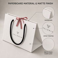Sacs en papier personnalisés avec logo, en carton recyclable, fermeture à cordon, finition mate, pour emballage de parfums et de cosmétiques