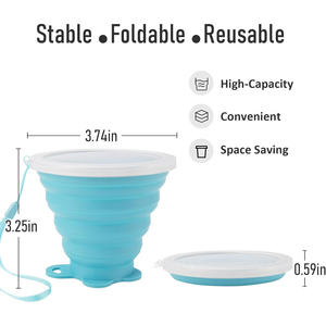 Gobelet à café rétractable pliable gratuit en silicone Gobelet de camping pliable avec couvercles - Product Image 2