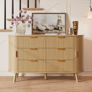 Buffet moderne en bois avec rangement, commode cannelée, console de salon incurvée, pieds en bois massif, meuble de <span class=keywords><strong>maison</strong></span> - Product Image 1