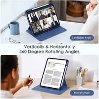 Coque pour IPad(A16) 11e génération 2025 et 10e génération 2022 avec porte-crayon, antichoc, rotation à 360 degrés, dos transparent pour iPad 11 "/10.9".