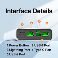 Batterie externe portable ultra-fine en alliage d'aluminium haute capacité 22,5 W à charge rapide 20000 mAh/30000 mAh avec affichage LED et sortie Type-C