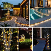 Ruban lumineux LED personnalisable WS2812B en PVC IP44, étanche pour extérieur, avec boîte à piles et télécommande pour jardin, terrasse, cour