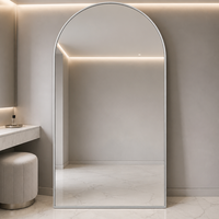 Miroir sur pied arqué pleine longueur sur mesure pour usine, 100x200cm, miroir HD 4mm, vente en gros pour hôtels et villas