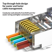 Cat6 Cat6a Through-Hole Shielded Perforated Crystal Head Gigabit RJ45 Berlapis Emas 8P8C PC IP55 Persegi Panjang Komputer Switch/Router
