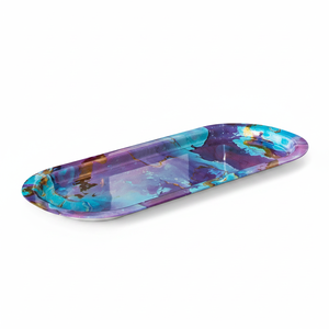 Kontensan <b>Rectangular</b> Metal Tray 160x350 mm Modern Serving Platter Pink <b>Gold</b> Marble Texture Decorative <b>Mirror</b> Home Decor EF168F0 - Product Image 2