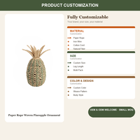 Ananas tressé en corde de papier fait main 42 cm, Décoration d'intérieur en forme de fruit artificiel avec structure en fer, Logo personnalisé OEM, Ornement ananas tressé