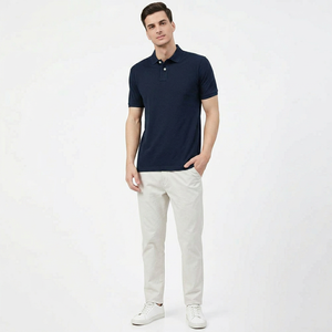 Polo respirant personnalisé 100% coton unisexe pour chemise t-shirt uni brodé de haute qualité tissu éponge vierge - Product Image 1