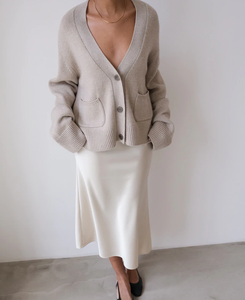 Maglione da <span class=keywords><strong>donna</strong></span> <span class=keywords><strong>Oversize</strong></span> in tinta unita classico <span class=keywords><strong>Cardigan</strong></span> in Cashmere aperto con bottone da tasca - Product Image 3