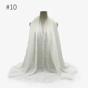 Factory Price Lightweight Breathable Shawl Scarf Ring Velvet TR Cotton Crepe Solid Color Shemagh Veil Ghutra Hijab