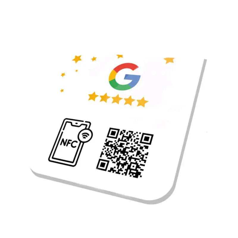 Tamaño personalizado PVC NFC 213 Chip RFID Google Review tarjeta de visita para restaurante tienda