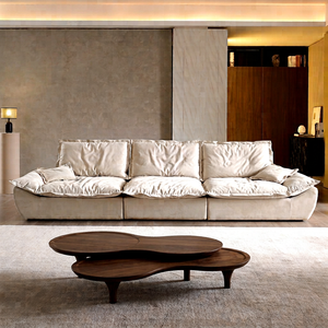 Sofá en Forma de L de Cuero Sellado al Vacío, Diseño Moderno para Sala de Estar de Apartamento, Hecho en China - Product Image 1