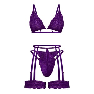 Ensemble de Lingerie Sexy en Dentelle pour Femme, Nuisette, Collier Ras-du-Cou, Dentelle Florale Festonnée, Transparente, avec Armatures, Push-up, <span class=keywords><strong>Porte</strong></span>-jarretelles, Body - Product Image 5