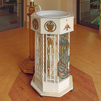 Fonte d'eau bénite baptismale en marbre religieux chrétien personnalisé Pierre Sainte église police de baptême