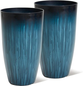 2 PCS <b>Plastic</b> Flower Pots Nordic Elegant Glazed Large Decorative <b>Planters</b> for Indoor - Product Image 1
