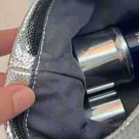 Nouveau Simple brillant paillettes argent maquillage trousses de toilette Logo personnalisé à la mode soins de la peau stockage sac cosmétique pour les femmes