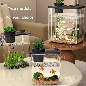 Desktop <span class=keywords><strong>Aquarium</strong></span> Kit, Vierkante Acryl Viskom met Plantenhouder, Mini Eco Tank, Niet-opgeladen tafelblad Aquascaping Set - Product Image 3