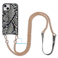 Étui de téléphone à bandoulière en cuir PU de luxe à texture de serpent avec porte-carte pour iPhone 17 16 15 Pro Max étui à motif python avec sangle