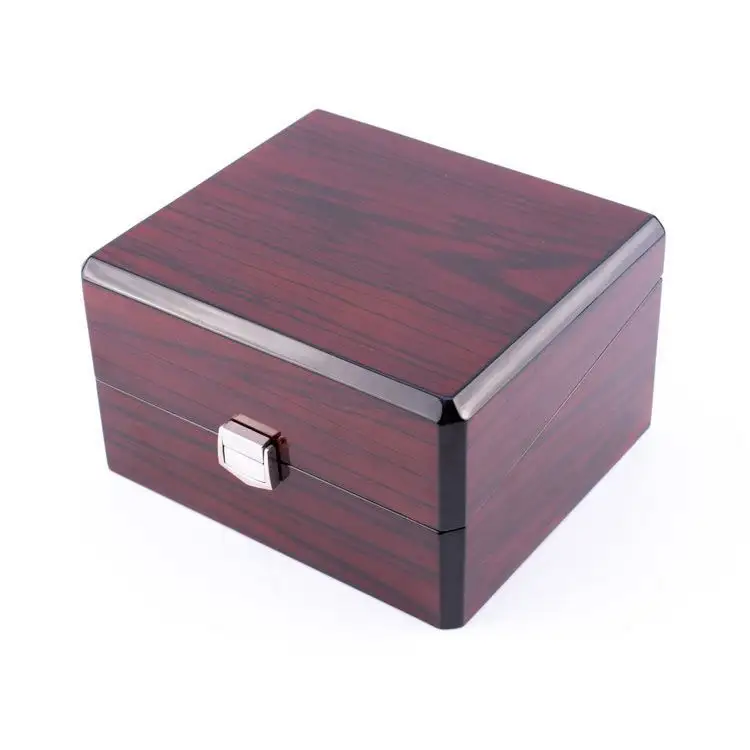 صندوق خشبي فاخر لتغليف الساعات خشبي مفرد يحمل شعارًا مخصصًا لك