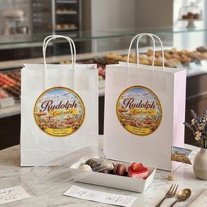 Sacs à pâtisserie en papier kraft écologiques et recyclables personnalisés avec poignée pour desserts, biscuits, macarons, emballage - Product Image 5