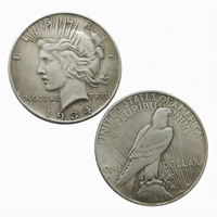 Pièce commémorative en laiton plaqué argent de style antique, double face, motif Dollar de la Paix, ornement pour cadeau et décoration intérieure