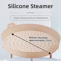 Panier vapeur en silicone de qualité alimentaire |   Poignées doubles résistantes à la chaleur, aérations vapeur, pieds de support surélevés |   Compatible avec le micro-ondes