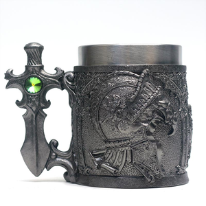 Tazas de cerveza de la muerte de acero inoxidable Angel Demon Scythe Handle Drink Cup As Halloween Horrible Tankard - Product Image 4