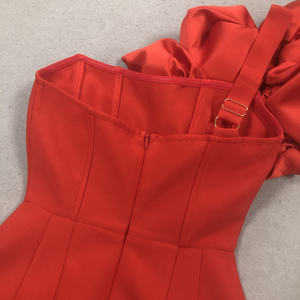 Vestido de Festa de Casamento C3759 Migugarment, Vestido Mini Sexy Bodycon Vermelho com Flores 3D, Vestidos de Bandagem para Mulheres - Product Image 5