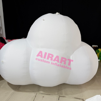 Décoration de fête, ballon nuage gonflable personnalisé, modèle de nuage publicitaire géant blanc avec lumière LED