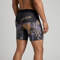 Boxer imprimé Las Vegas Nightscape pour hommes, sous-vêtements à taille élastique mi-cuisse, vêtements de nuit graphiques à thème urbain