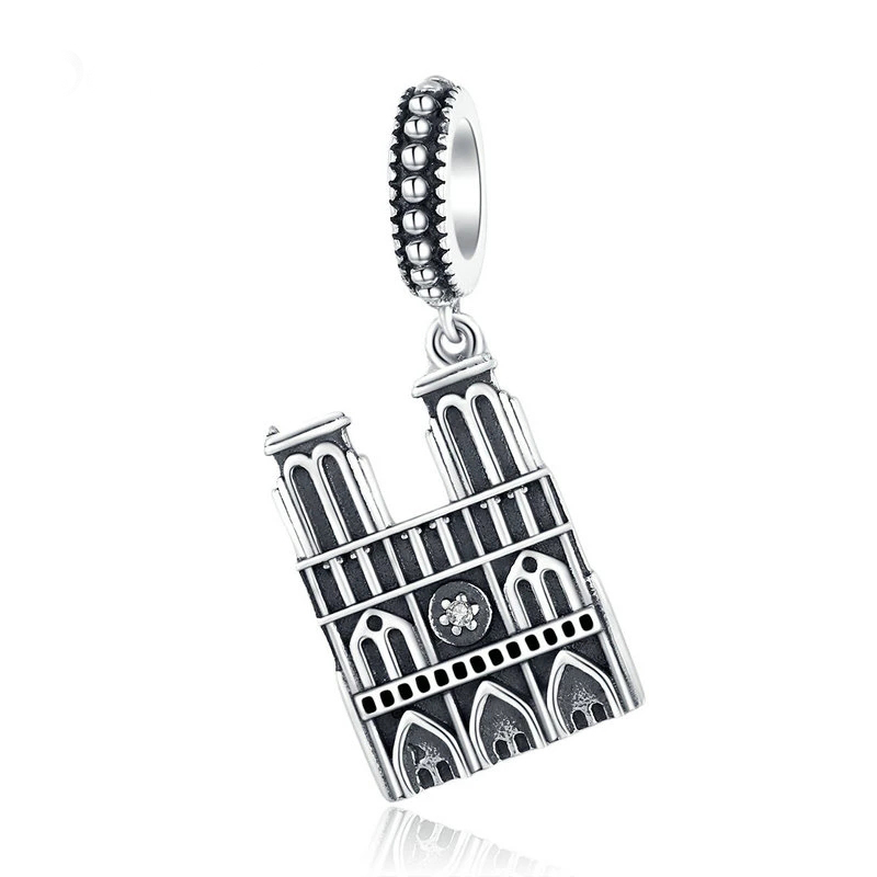 Travel Landmark of France Pendant Charm Silver 925 Original Notre Dame de Paris Vintage Charm Souvenirs Gifts